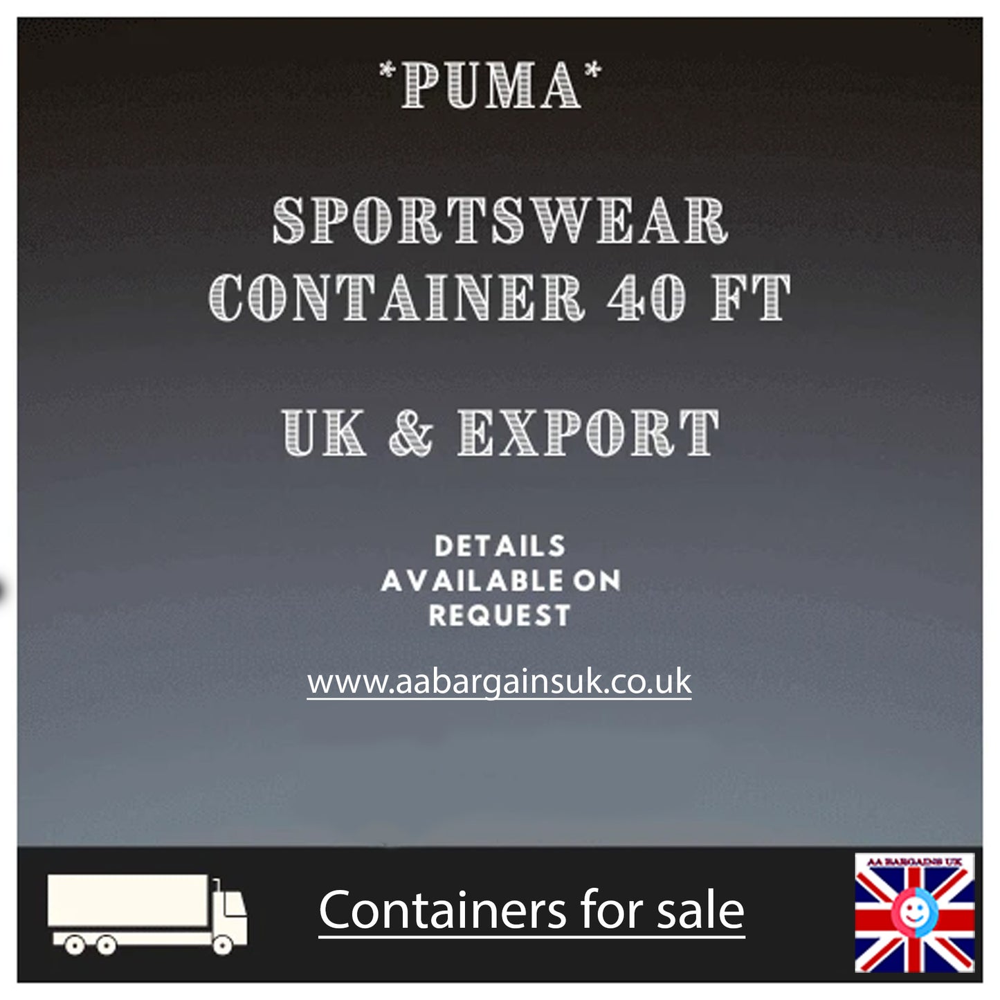 Wholesale Puma Sports Clothing Export Container