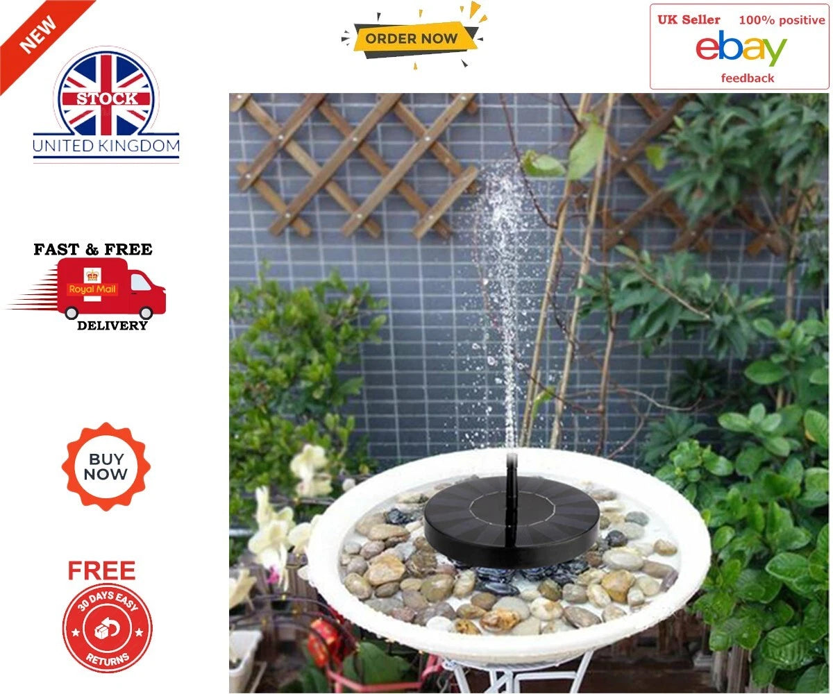 Solar Panel Powered Water Feature Pump Garden Pool Pond Aquarium Fountain Filter