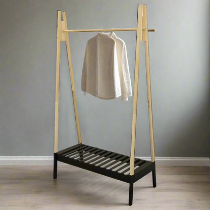 Clothes Rack Wooden In Black 100 x 46 x 170cm