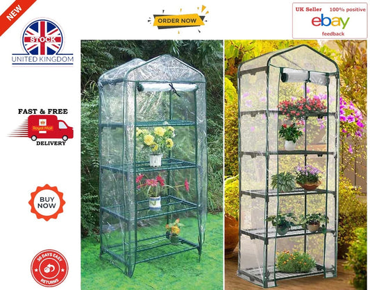5 Tier Mini Greenhouse Outdoor Garden Plants Grow Green House PVC Cover Clear